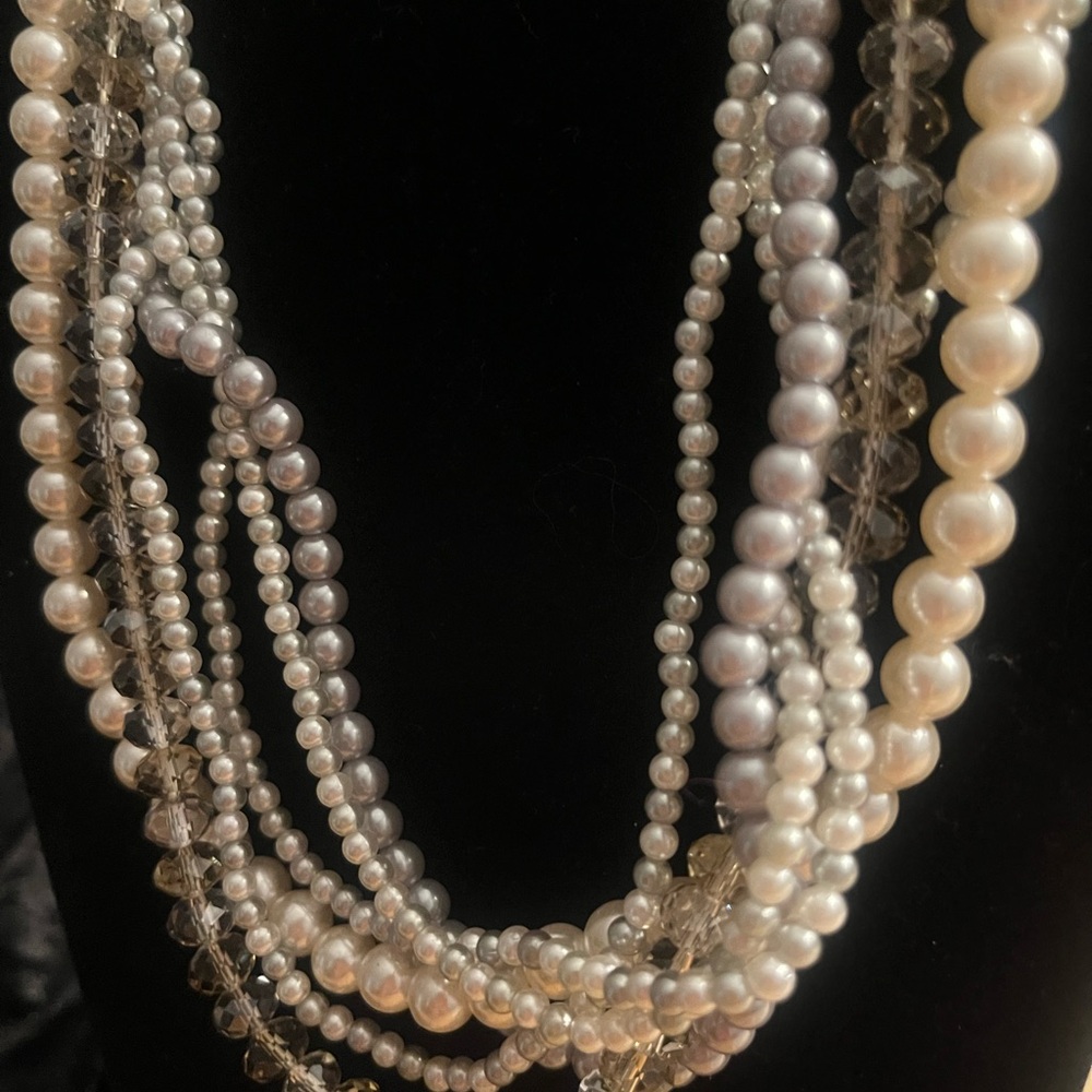Elegant White and Cream Multi-Strand Necklace